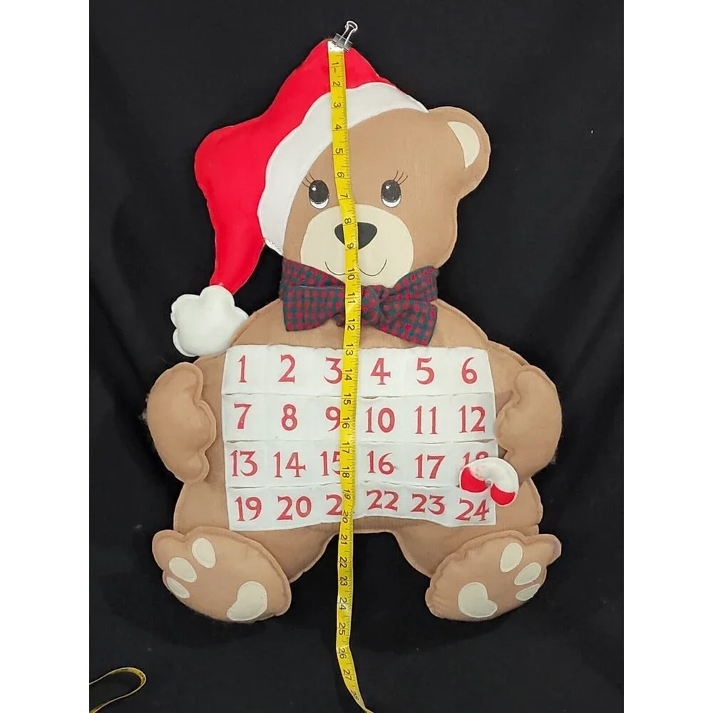 Teddy Bear in Santa Hat Advent Calendar Christmas Decoration Stuffed Felt